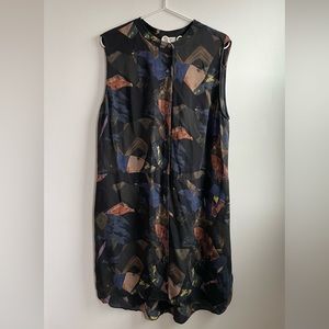 Aritzia Wilfred 100% silk abstract print sleeveless summer mini dress